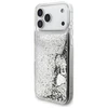 Guess Liq. Glitter Charms dėklas skirtas Apple iPhone 17 Pro Max sidabro spalvos