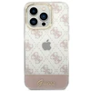 Dėklas Guess GUHCP14LHG4MHP iPhone 14 Pro 6,1 colio eilučių / rožinės spalvos kietojo dėklo 4G šablono scenarijus