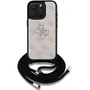Guess PU 4G Metal Logo Crossbody Strap dėklas skirtas Apple iPhone 15 Pro Max rožinės spalvos