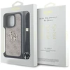Guess PU 4G Metal Logo Crossbody Strap dėklas skirtas Apple iPhone 16 Pro Max rožinės spalvos