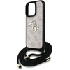 Guess PU 4G Metal Logo Crossbody Strap dėklas skirtas Apple iPhone 16 Pro Max rožinės spalvos