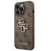 Guess PU 4G metalinio logotipo dėklas iPhone 14 Pro, rudas