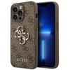 Guess PU 4G metalinio logotipo dėklas iPhone 14 Pro, rudas
