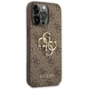 Guess PU 4G metalinio logotipo dėklas iPhone 14 Pro, rudas