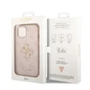 Guess PU 4G Metal Logo dėklas skirtas Apple iPhone 14 rožinės spalvos