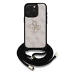 Guess PU 4G Metal Logo Crossbody Strap dėklas skirtas Apple iPhone 15 Pro rožinės spalvos