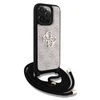 Guess PU 4G Metal Logo Crossbody Strap dėklas skirtas Apple iPhone 15 Pro Max rožinės spalvos