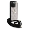 Guess PU 4G Metal Logo Crossbody Strap dėklas skirtas Apple iPhone 16 Pro rožinės spalvos