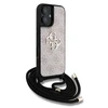 Guess PU 4G Metal Logo Crossbody Strap dėklas skirtas Apple iPhone 16 rožinės spalvos
