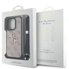 Guess PU 4G Metal Logo Crossbody Strap dėklas skirtas Apple iPhone 16 Pro rožinės spalvos