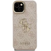 Guess PU 4G Metal Logo Stand Camera Frame dėklas skirtas Apple iPhone 15 rožinės spalvos