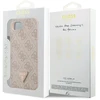 „Guess“ PU 4G Strass trikampio formos metalinis logotipo dėklas iPhone 16e, rožinis