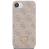 „Guess“ PU 4G Strass trikampio formos metalinis logotipo dėklas iPhone 16e, rožinis