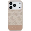 Guess PU 4G dryžuotas telefonų dėklas iPhone 17 Pro rausvas