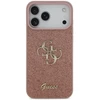 Guess PU fiksuotas blizgus 4G metalo logotipo telefonų dėklas iPhone 17 Pro Max rožinis