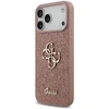 Guess PU fiksuotas blizgus 4G metalo logotipo telefonų dėklas iPhone 17 Pro Max rožinis