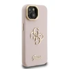 Guess PU Grained 4G Logo Stand Camera Frame dėklas skirtas Apple iPhone 15 rožinės spalvos
