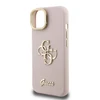 Guess PU Grained 4G Logo Stand Camera Frame dėklas skirtas Apple iPhone 15 rožinės spalvos