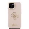Guess PU Grained 4G Logo Stand Camera Frame dėklas skirtas Apple iPhone 15 rožinės spalvos