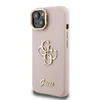 Guess PU Grained 4G Logo Stand Camera Frame dėklas skirtas Apple iPhone 15 rožinės spalvos