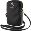 Guess PU Grained 4G Metal Logo Wallet krepšys telefonui Zipper juodos spalvos
