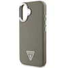 Guess PU Grained Triangle Logo Apple iPhone 16 dėklas telefonui rudos spalvos