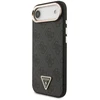 Guess PU Leather 4G Triangle Logo Gold Frame MagSafe dėklas skirtas Apple iPhone 17 Air juodos spalvos