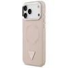Guess PU Leather Triangle Logo MagSafe dėklas skirtas Apple iPhone 17 Pro rožinės spalvos
