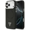 Guess PU Leather Triangle Logo MagSafe dėklas skirtas Apple iPhone 17 Pro Max juodos spalvos