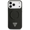 Guess PU Leather Triangle Logo MagSafe dėklas skirtas Apple iPhone 17 Pro Max juodos spalvos