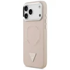 Guess PU Leather Triangle Logo MagSafe dėklas skirtas Apple iPhone 17 Pro Max rožinės spalvos
