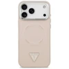 Guess PU Leather Triangle Logo MagSafe dėklas skirtas Apple iPhone 17 Pro Max rožinės spalvos