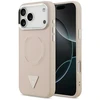 Guess PU Leather Triangle Logo MagSafe dėklas skirtas Apple iPhone 17 Pro Max rožinės spalvos