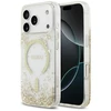 Guess Resin Bottom Glitter MagSafe dėklas skirtas Apple iPhone 17 Pro aukso spalvos