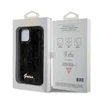 Guess GUHCP12MPSFDGSK Apple iPhone 12/12 Pro 6.1″ juodos spalvos kietas dėklas Sequin Script Metal