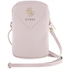 Guess PU Grained 4G Metal Logo Wallet Phone Bag Zipper rožinės spalvos