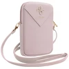 Guess PU Grained 4G Metal Logo Wallet Phone Bag Zipper rožinės spalvos