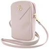Guess PU Grained 4G Metal Logo Wallet Phone Bag Zipper rožinės spalvos