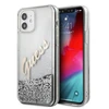 Dėklas GUESS GUHCP12SGLVSSI HARD CASE GLITTER VINTAGE SCRIPT IPHONE 12 MINI Sidabrinis