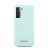 Samsung Galaxy S21 Plus Guess dėklas silikoninis Script Metal Logo (GUHCS21MLSLMGLB) mėlynos spalvos