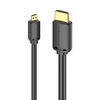 Vention HDMI-D kištukas į HDMI-A kištukas 4K HD kabelis 1 m ventiliacijos AGIBF (juodas)