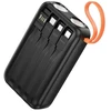 „Hoco“ 10000 mAh 2A išorinė baterija su integruotais USB A + USB C + „Lightning“ + „Micro USB“ laidais ir dvigubu apšvietimu J151 juodas