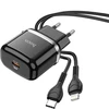 „Canyon Hoco N24“ mobiliojo telefono įkroviklis „Type-C QC3.0“, 20 W + „Lightning“ laidas, 1 m