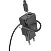 Telefono įkroviklis Hoco USB A + USB C QC3.0 PD 3A 20W + laidas USB C į USB C N61 juodas