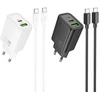 Telefono įkroviklis Hoco USB A + USB C QC3.0 PD 3A 20W + laidas USB C į USB C N61 juodas