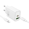 Telefono įkroviklis Hoco USB A + USB C QC3.0 PD 3A 20W + laidas USB C į Lightning N61 baltas