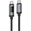 Duomenų kabelis su skaitmeniniu ekranu USB C į USB C Hoco PD 6A 240W 1,2 m U148 juodas
