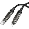 Kabelis 4in1 USB A/C į USB C/Lightning Hoco 240W 1,2 m U151 juodas