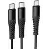 Kabelis 2in1 USB C į USB C+C Hoco 1 m X123 juodas