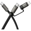Plokščias kabelis USB C į USB C/iP 2in1 Hoco 3A 60W 1 m X125 juodas